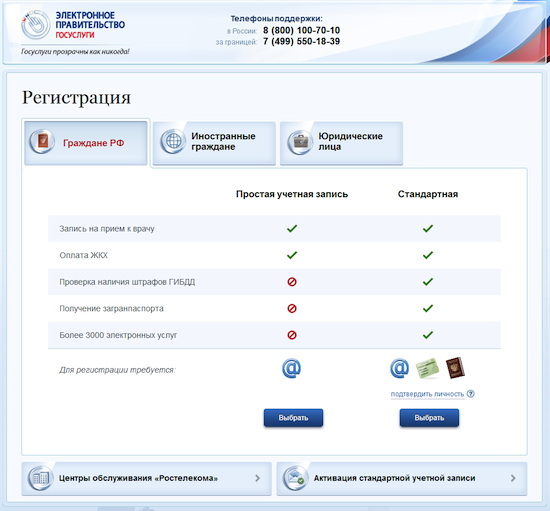 Госуслуги. Регистрация - граждане РФ
