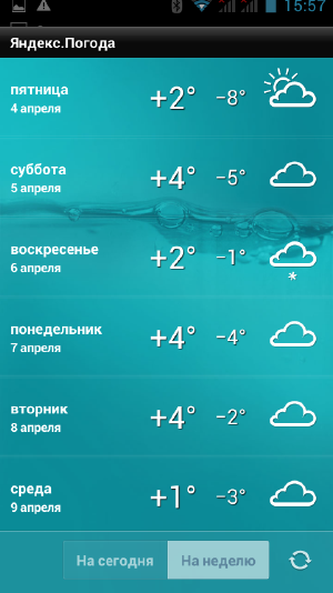 Приложение погоды Яндекса.