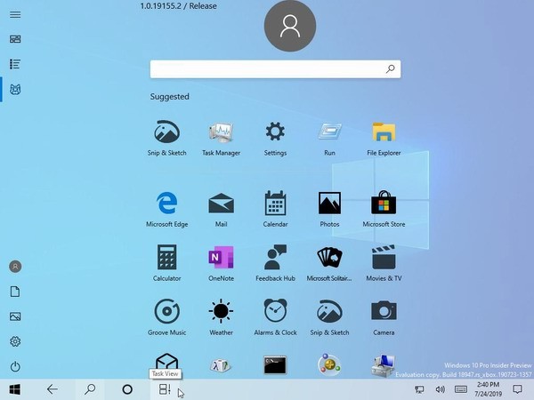 Новый пользовательский интерфейс Windows 10 для планшетов.