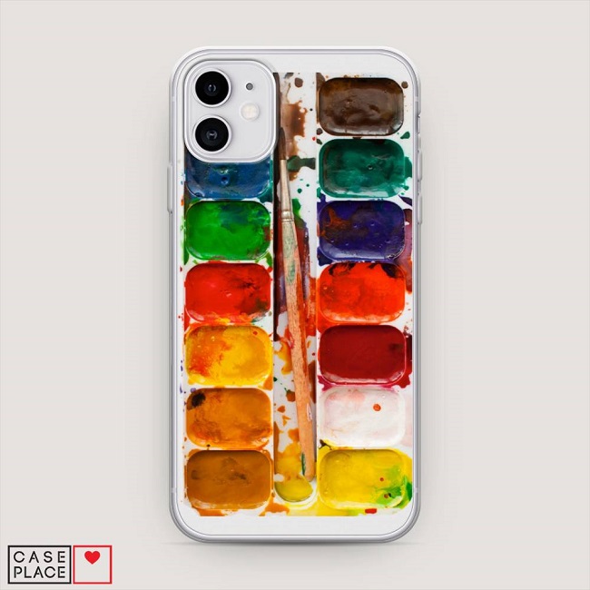 Силиконовый чехол для телефона с ярким изображением акварельных красок.