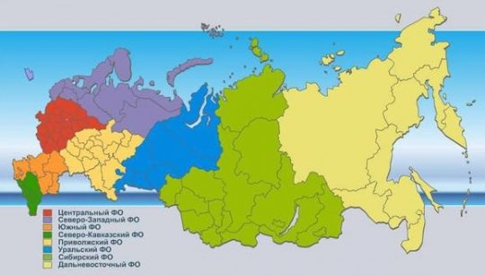 Россия, федеральные округа.