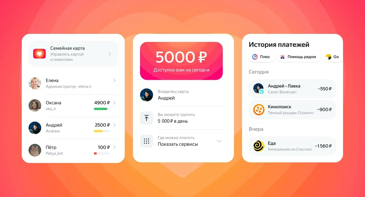 Оплата картой в семейном аккаунте Яндекса.