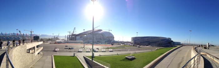 Панорама Олимпийского парка в Сочи.