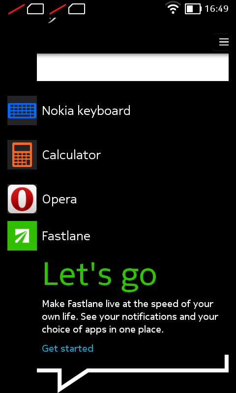Скриншот пользовательского интерфейса Nokia X.