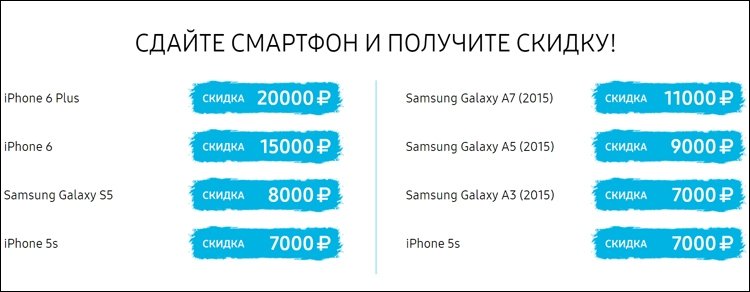 Обмен старых смартфонов на новые Samsung.