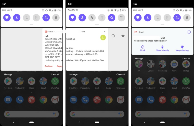 Скриншоты интерфейса Android 10.