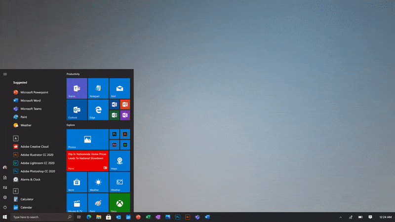 Опубликован новый дизайн меню «Пуск» Windows 10.