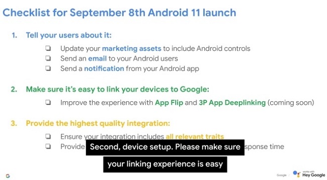 Слайд Google о дате запуска Android 11.
