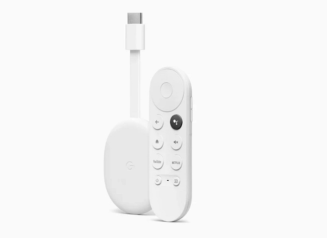 Приставка Chromecast с Google TV (HD) и пуль дистанционного управления.