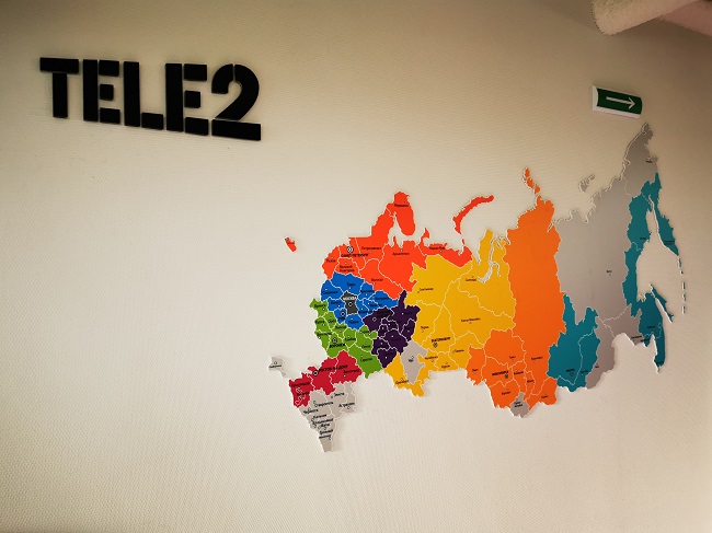 Карта регионов присутствия Tele2 в России.