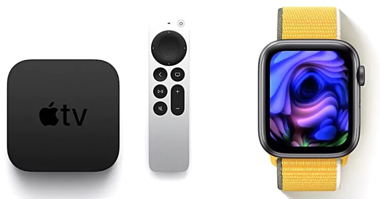 ТВ-приставка и смарт-часы Apple.