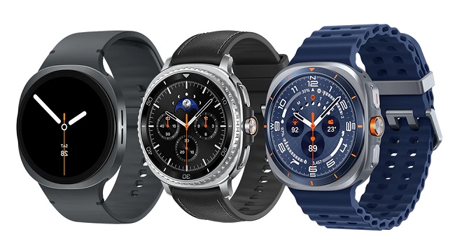 Galaxy Watch8 в алюминиевых корпусах 40 и 44 мм, Galaxy Watch8 Classic в стальном корпусе 46 мм и Galaxy Watch Ultra (2025) в корпусе из титанового сплава.