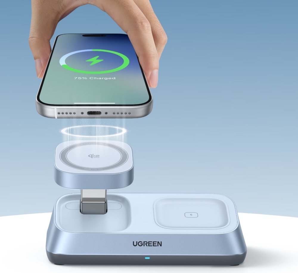 Магнитная зарядка UGREEN MagFlow для iPhone.