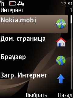 Интерфейсы Nokia 2700: встроенный интерент браузер.