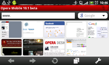 Браузер Opera10.1 на Android 2.2.