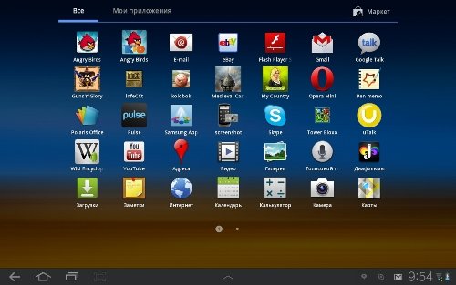 Пользовательский интерфейс планшета Samsung Galaxy Tab 10.1.