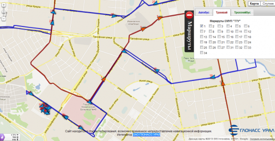 В Екатеринбурге заработал сервис отслеживания движения общественного транспорта онлайн.