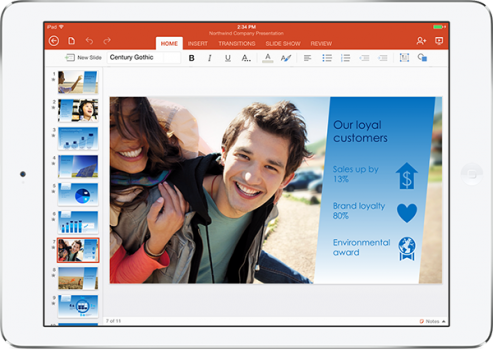Microsoft представила Office для iPad.