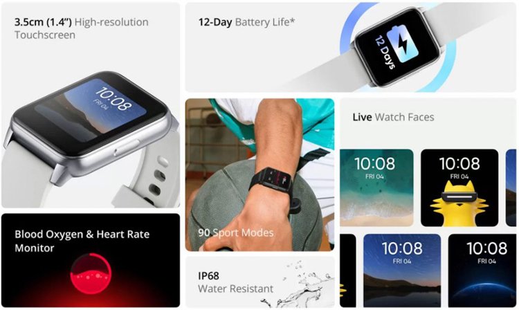 Realme анонсировала ультрадешёвые смарт-часы Dizo Watch: характеристики и цены.