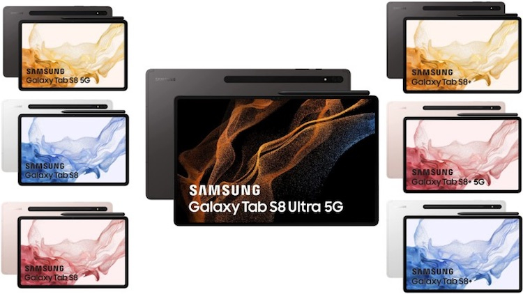 Опубликованы изображения и технические параметры флагманских планшетов Samsung Galaxy Tab S8.