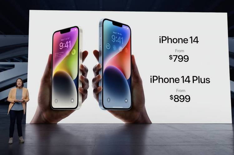 Цена на iPhone 14 и iPhone 14 Plus.