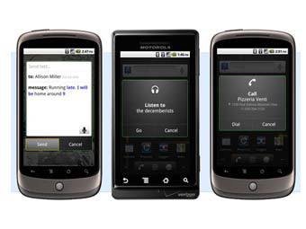  	Google Voice Search на экране смартфона.
