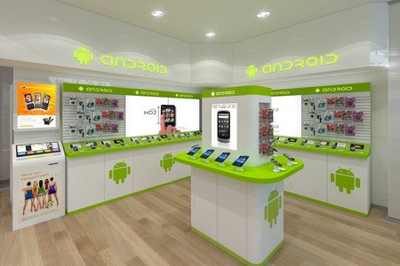 Shop-in-shop Android в магазине Связной 3 на Тверской в Москве.